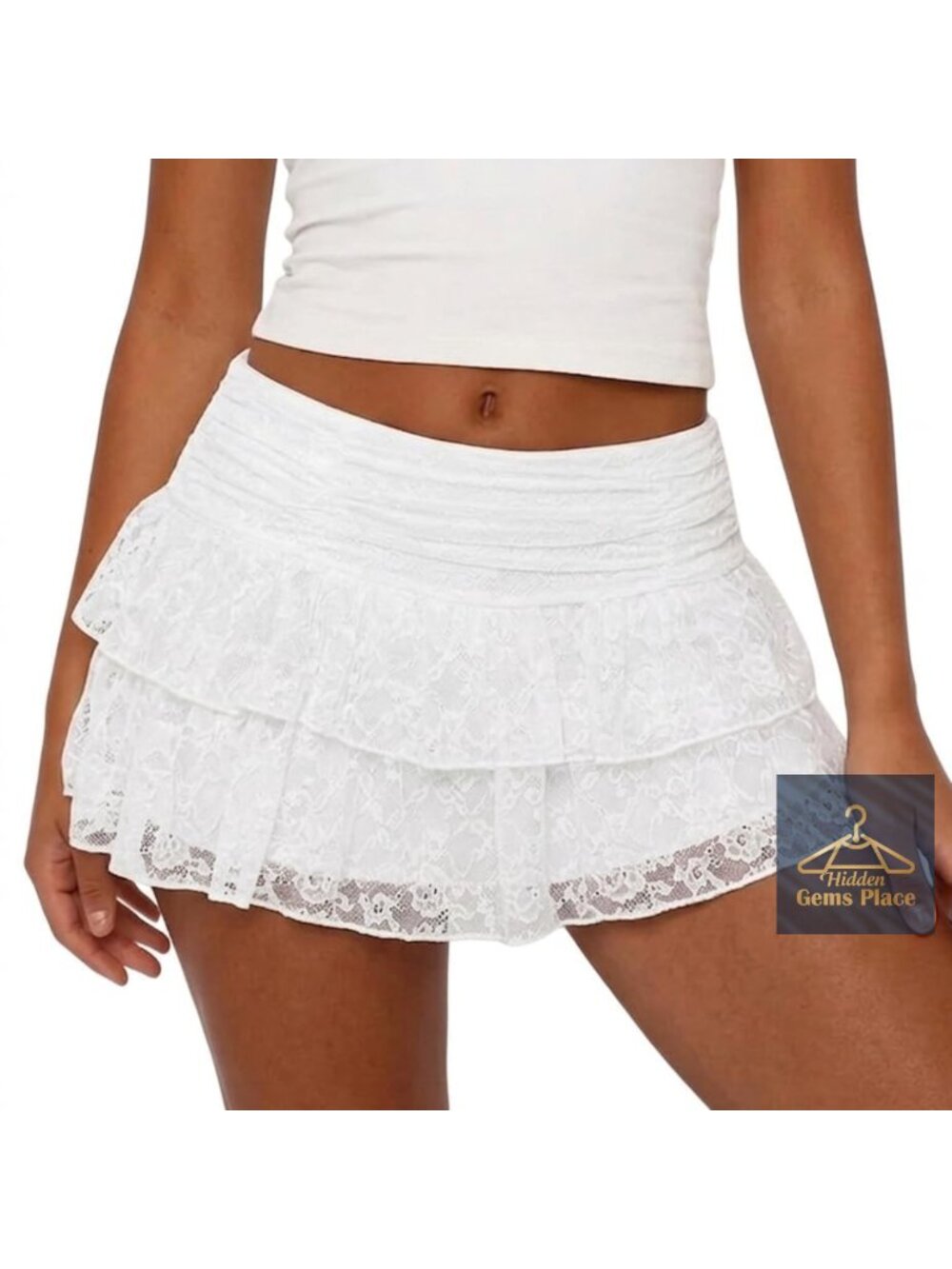 Lace Ruffle Mini Skort Layered Floral Y2K Fairycore Festival Skirt